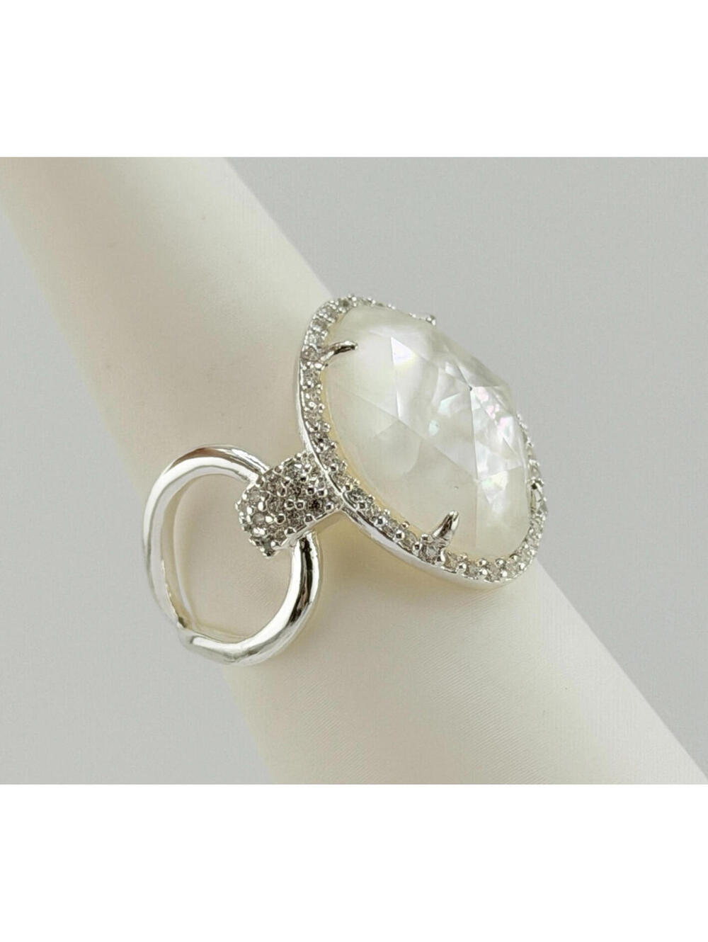 Bomb Party Resort Wear Ring Sz 11 "Waterstar Glam" Genuine Mother of Pearl